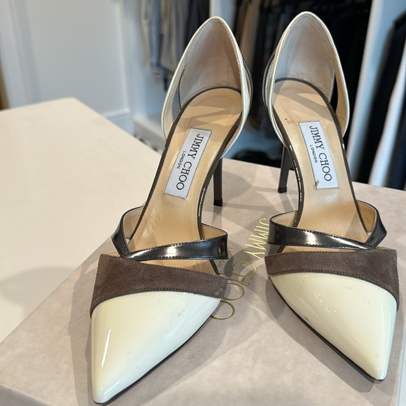 Jimmy Choo 85 pumps in off white/brown - Picture 2 of 7
